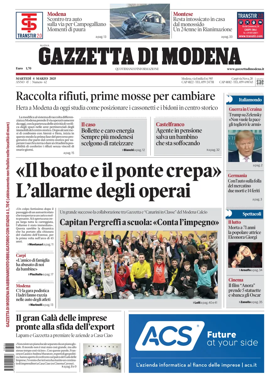 Prima-pagina-gazzetta di modena-oggi-edizione-del-2025-03-04